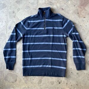 Ralph Lauren Navy Striped Quarter-zip Sweater
